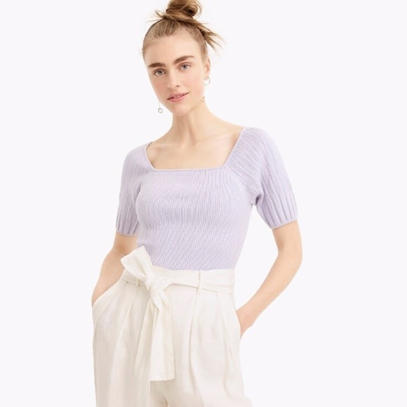 J. Crew Sweaters - NWT J. Crew Square Neck Puff Sleeve Ribbed Sweater